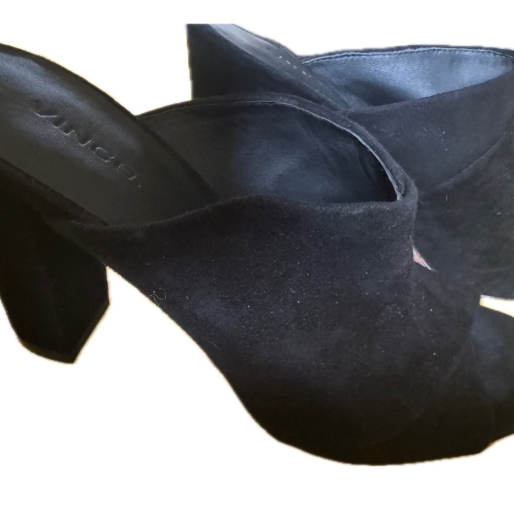 Vince Black Suede Block Heel Mule Sandals Women’s 8.5